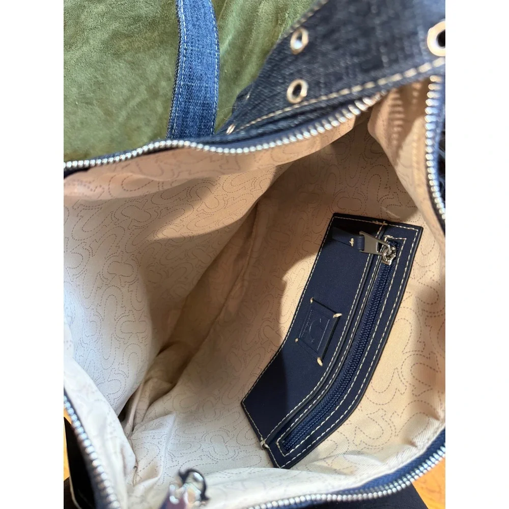 True Religion‎ Denim Hobo Shoulder Bag Dark Indigo Horseshoe Logo Buckle NWT